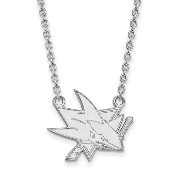 Sterling Silver NHL San Jose Sharks Large Necklace, 18 Inch - Picture 1 of 4